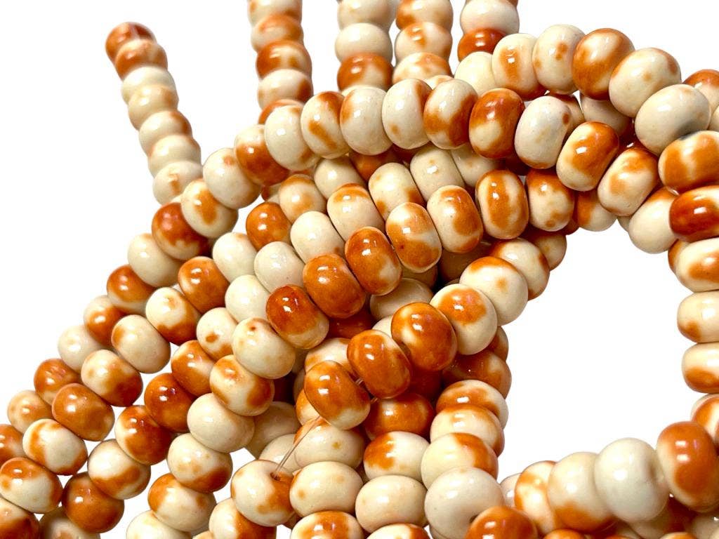 Orange and White Rain Flower stone beads Strands 6mm