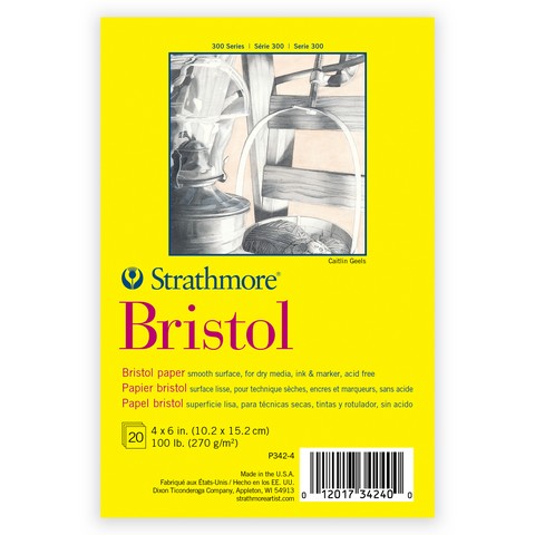 Strathmore Bristol Paper Pad, 300 Series, Tape-Bound, 20 Sheets, Smooth