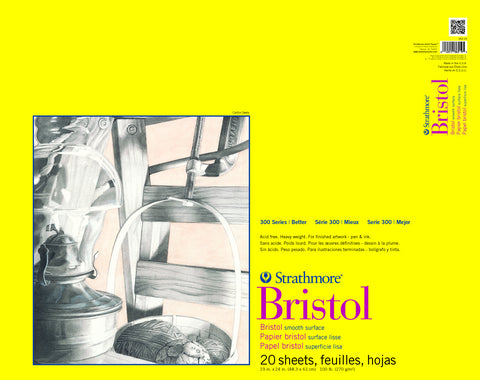 Strathmore Bristol Paper Pad, 300 Series, Tape-Bound, 20 Sheets, Smooth
