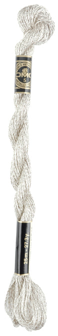 DMC Metallic Pearl Cotton Skein Size 5 27.3yd , Silver