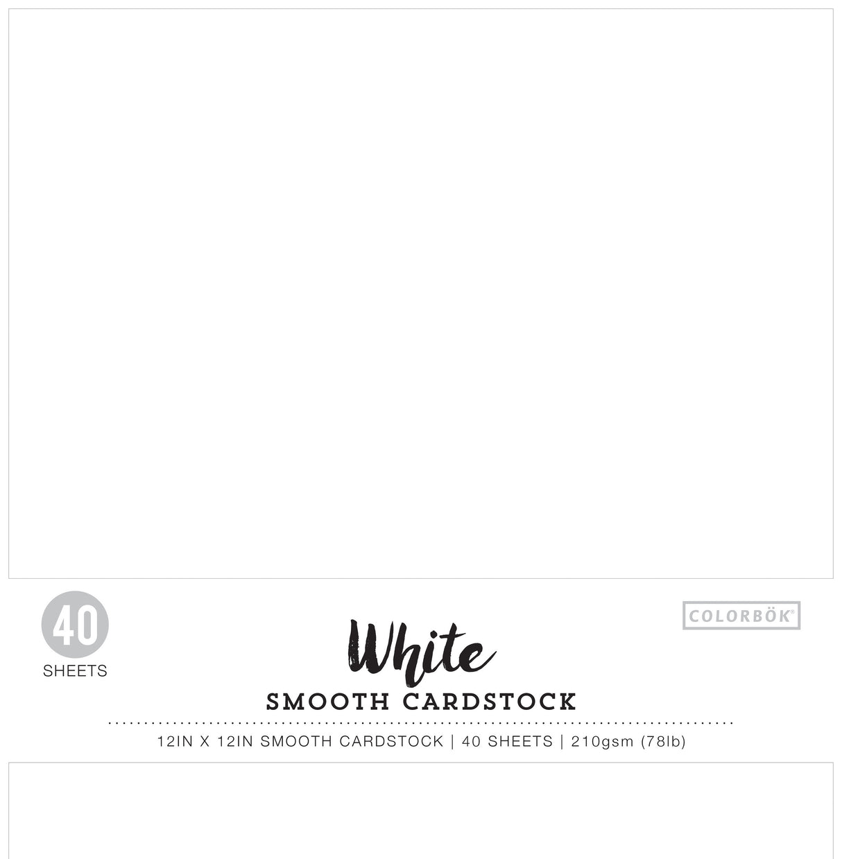 Colorbok 78lb Smooth Cardstock 12"X12" 40/Pkg-White