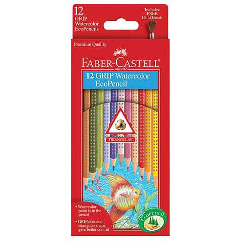 Faber-Castell Grip Watercolor Ecopencils-12/Pkg