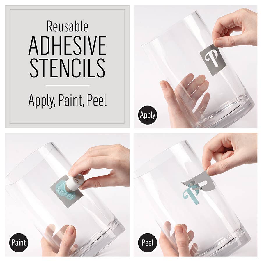 Folkart ® Script Adhesive Stencils - 3-Piece