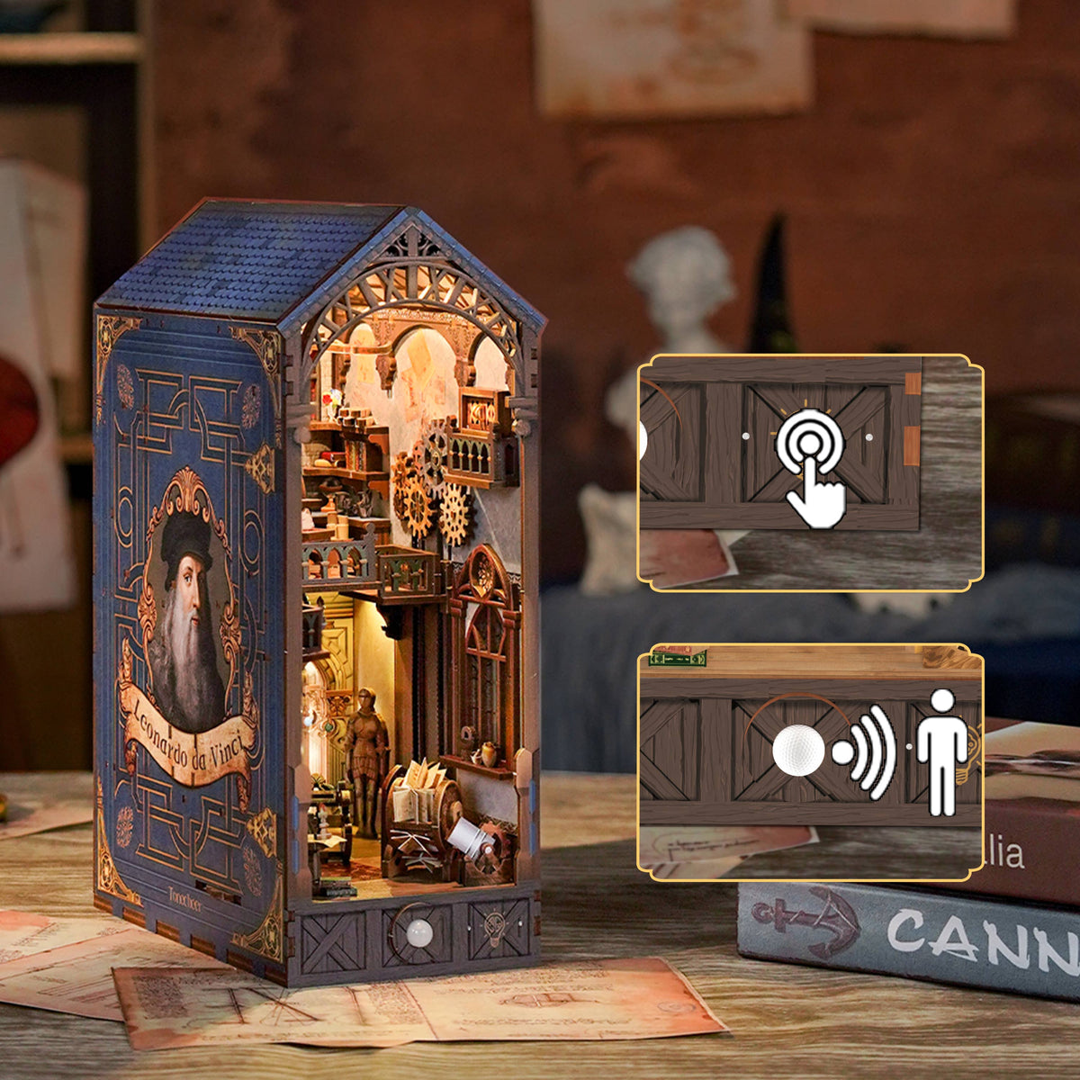 DIY Book Nook Kit: Leonardo da Vinci w/ Dust Cover