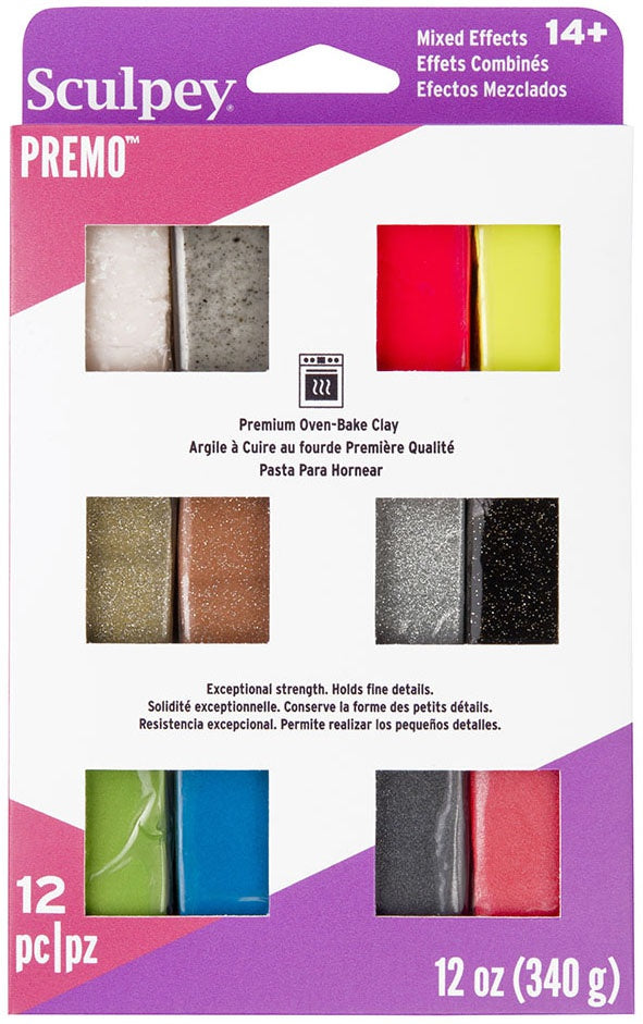 Sculpey Premo Premium Oven-Bake Clay 1oz 12/Pkg-Mixed Effects