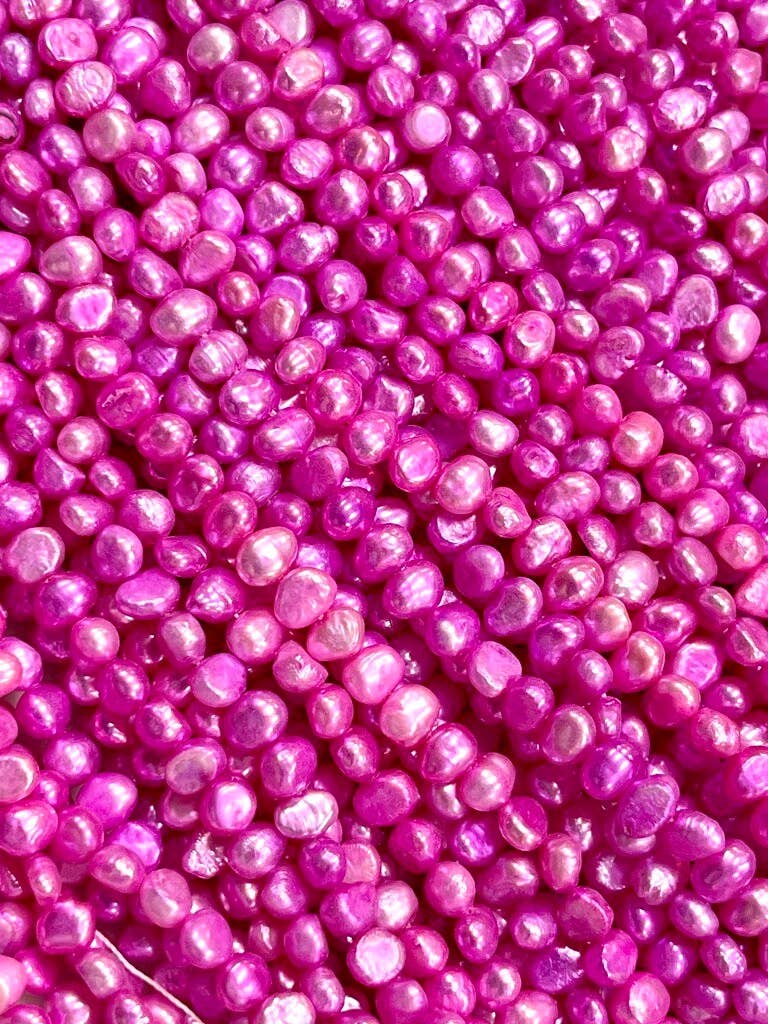 Hot Pink Color Pearl Gemstone Beads Strand For Jewelry