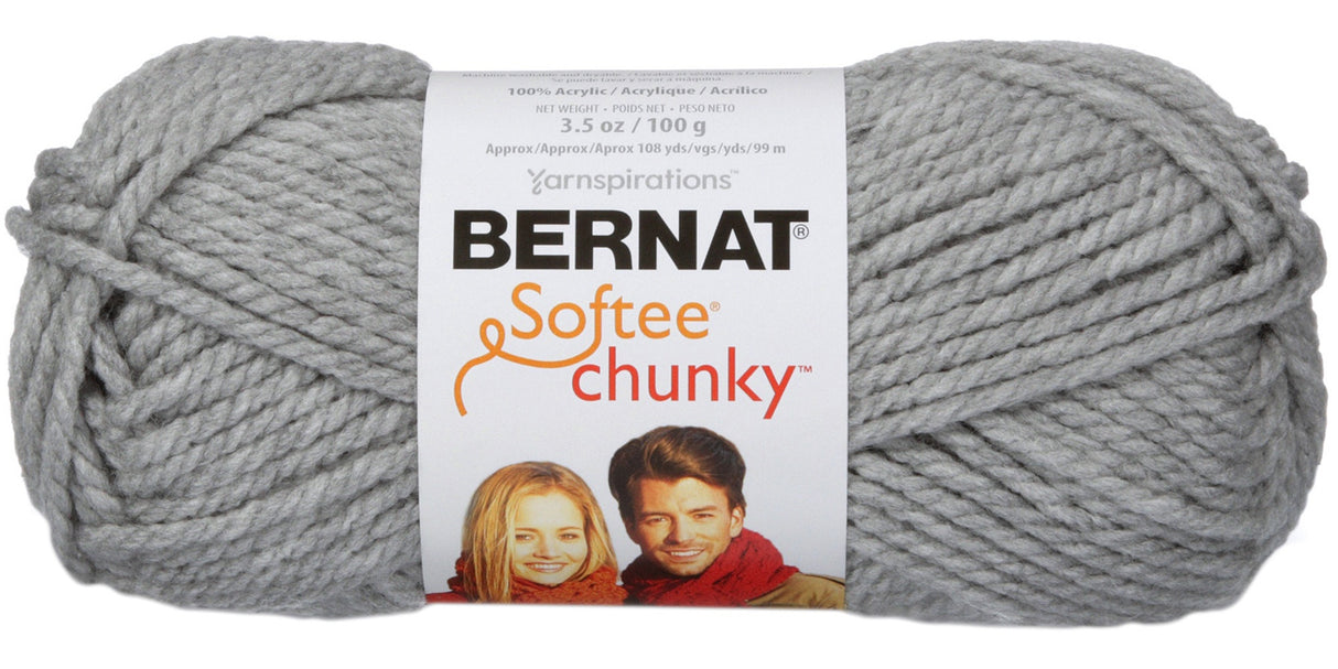 Bernat Softee Chunky Yarn-Grey Heather