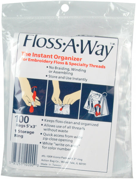 Action Bag Floss-A-Way Organizer-3"X5" 100/Pkg