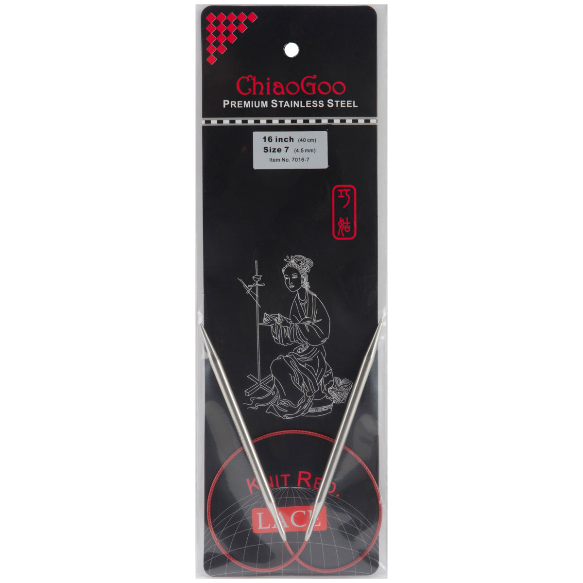 ChiaoGoo Red Lace Stainless Circular Knitting Needles 16"-Size 00/1.75mm