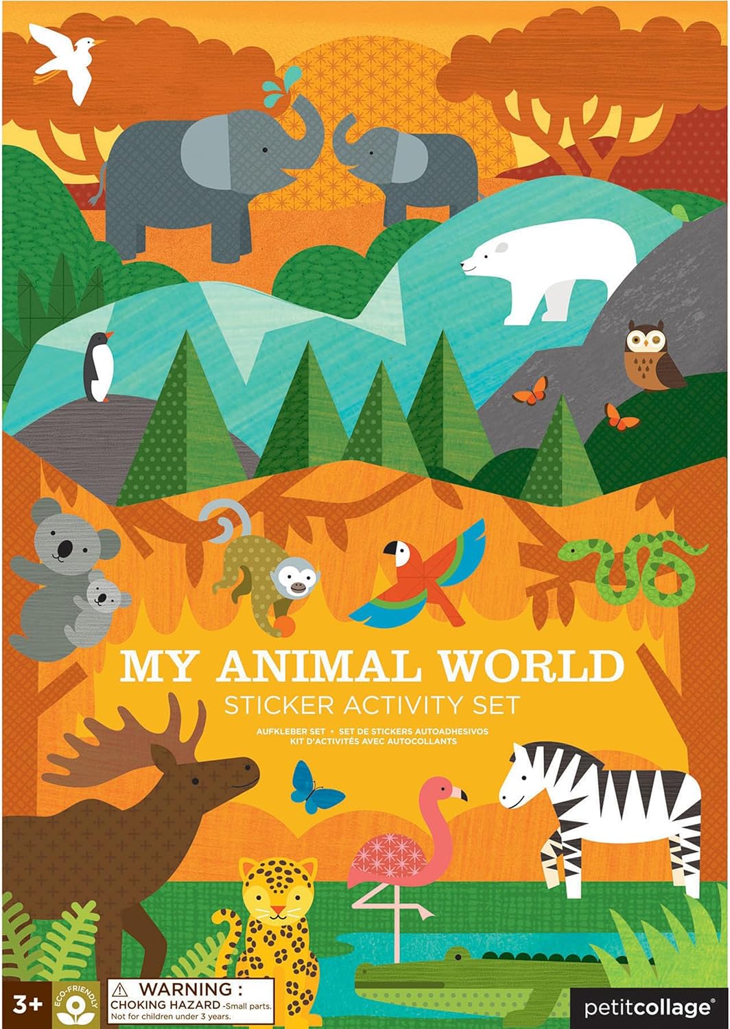 Petit Collage Sticker Activity Book My Animal World Giant Fold Out Sticker Book for Kids