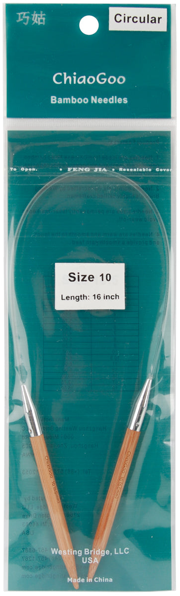 ChiaoGoo Bamboo Circular Knitting Needles 16"-Size 10/6mm
