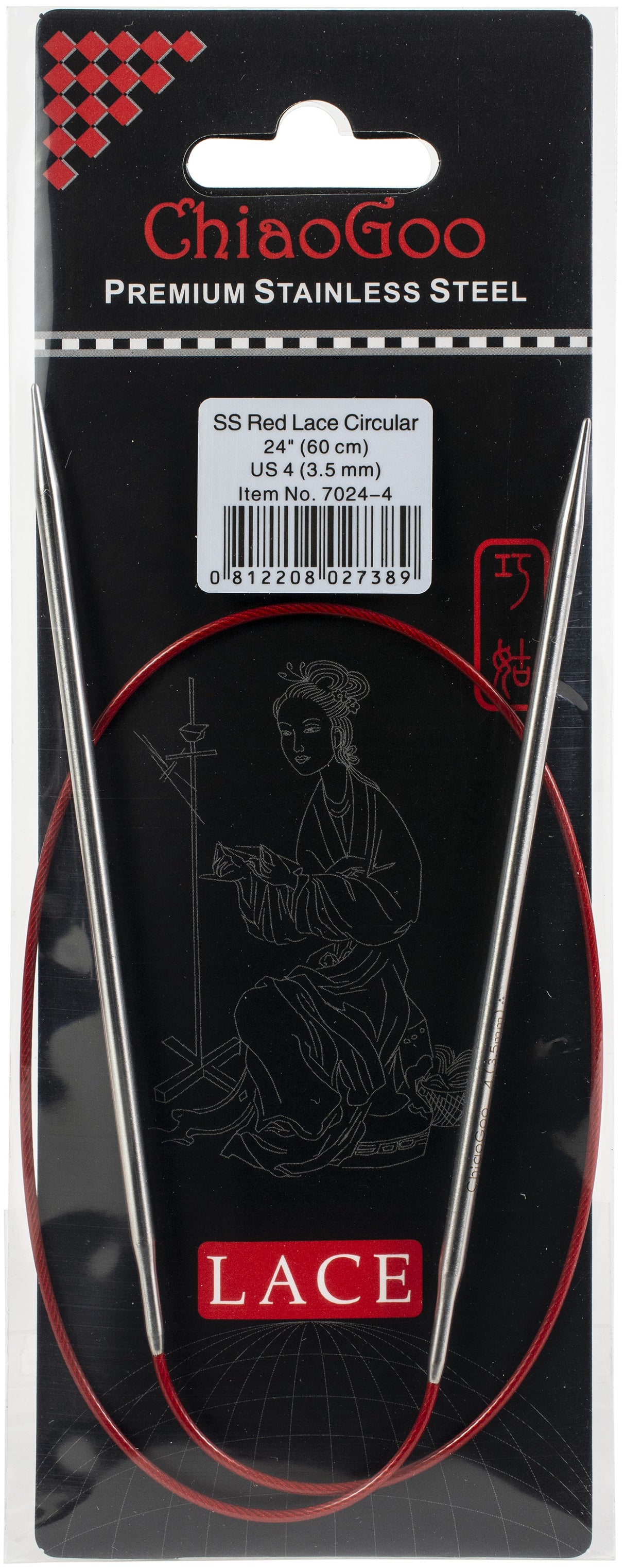 ChiaoGoo Red Lace Stainless Circular Knitting Needles 24"-Size 4/3.5mm