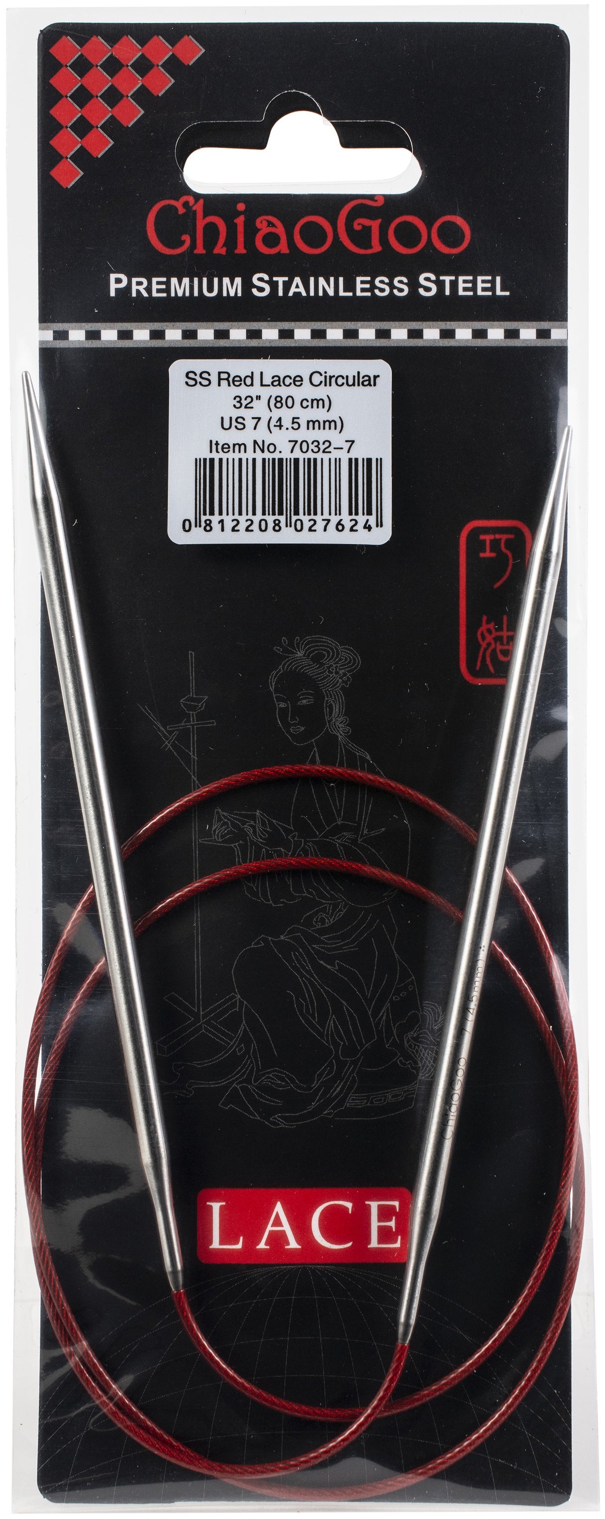 ChiaoGoo Red Lace Stainless Circular Knitting Needles 32"-Size 7/4.5mm