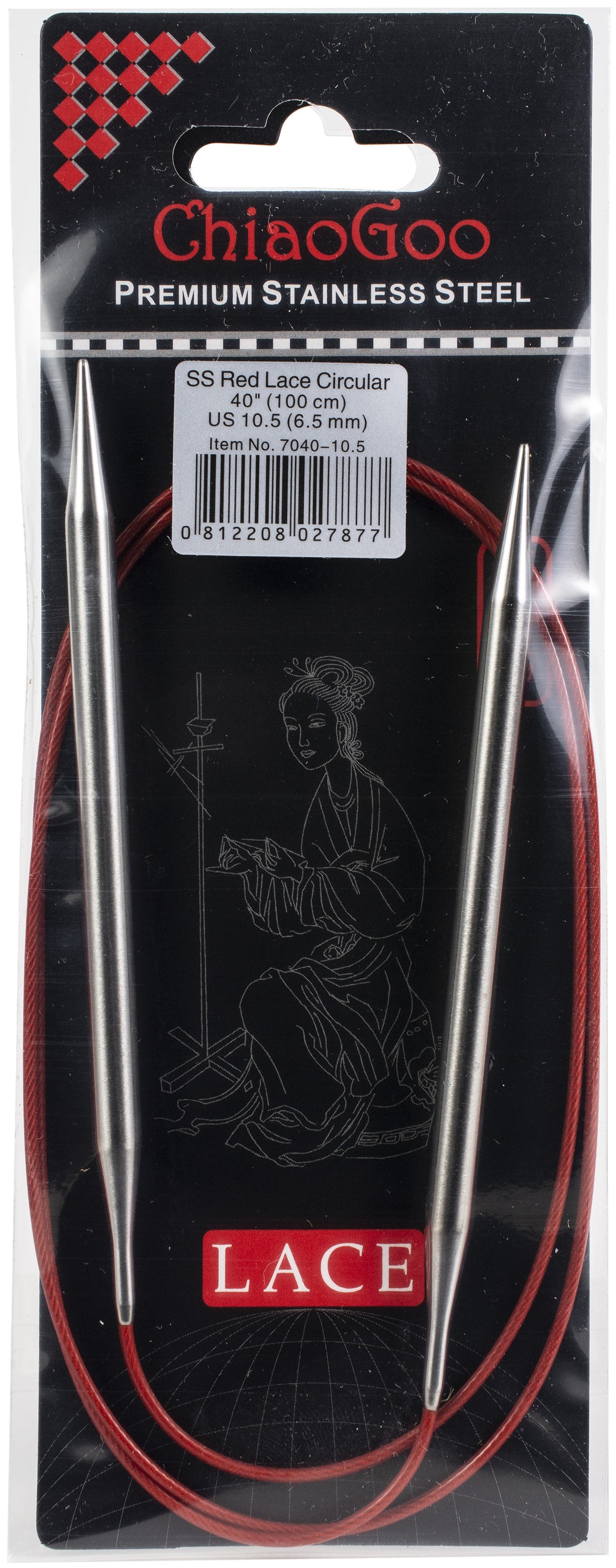 ChiaoGoo Red Lace Stainless Circular Knitting Needles 40"-Size 10.5/6.5mm