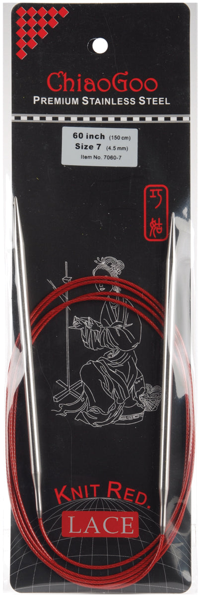 ChiaoGoo Red Lace Stainless Circular Knitting Needles 60"-Size 7/4.5mm