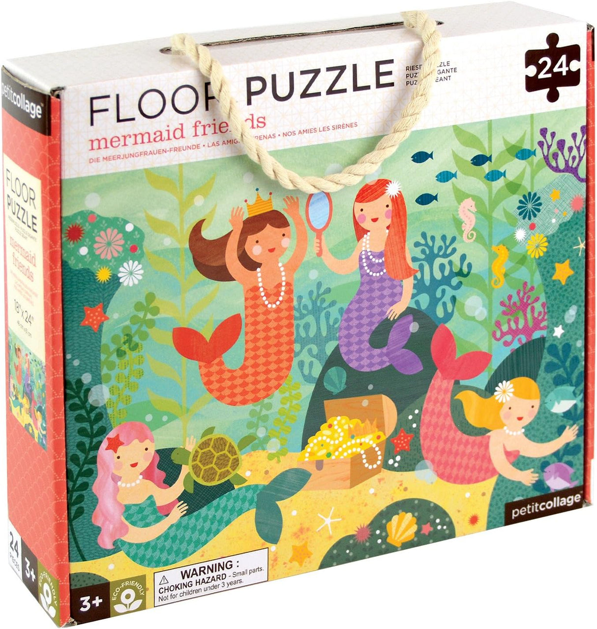 Petit Collage Floor Puzzle Mermaid Friends 24-Pieces Large Puzzle for Kids