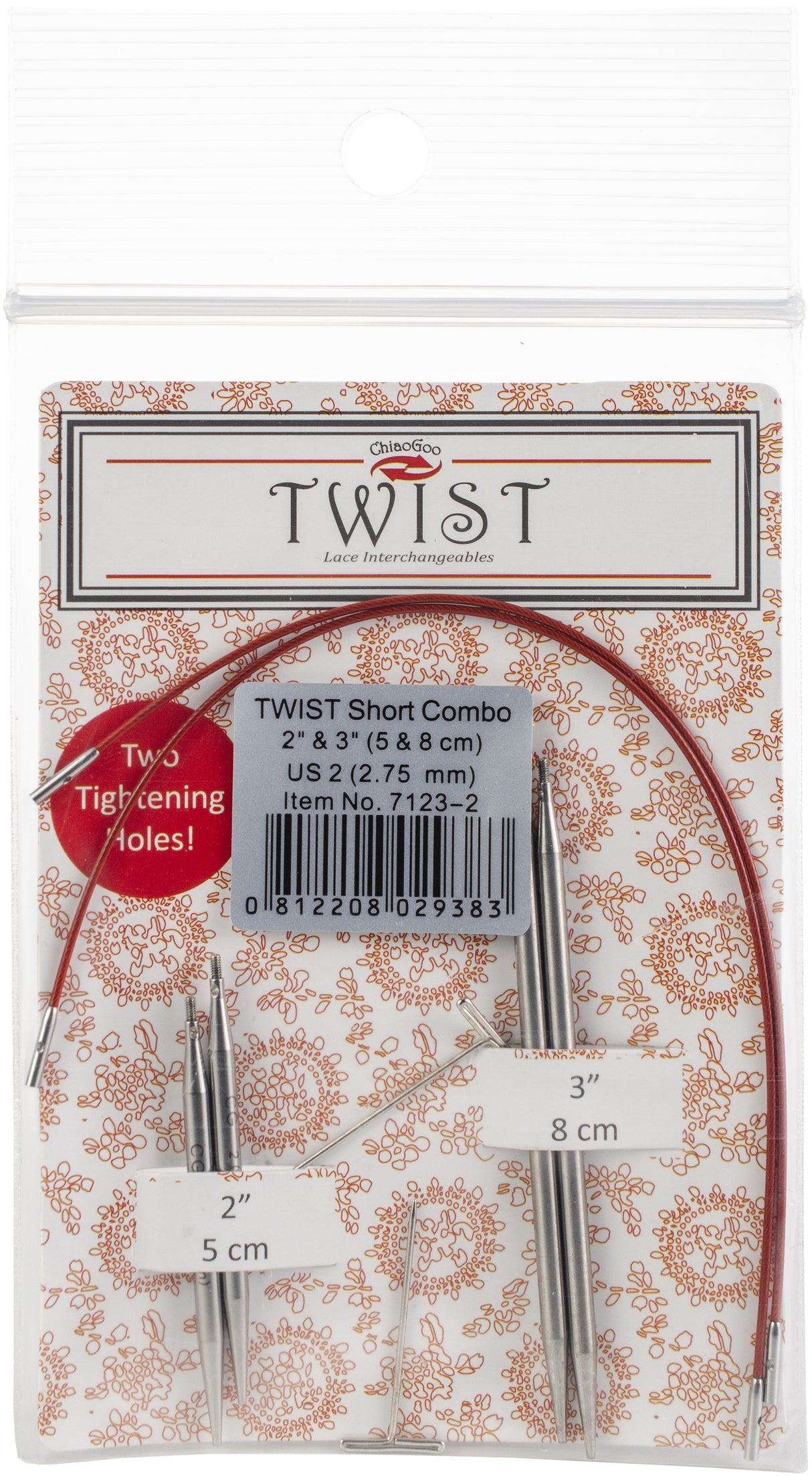 ChiaoGoo TWIST Short Combo Set 2" x 3"-US 2 (2.75mm)