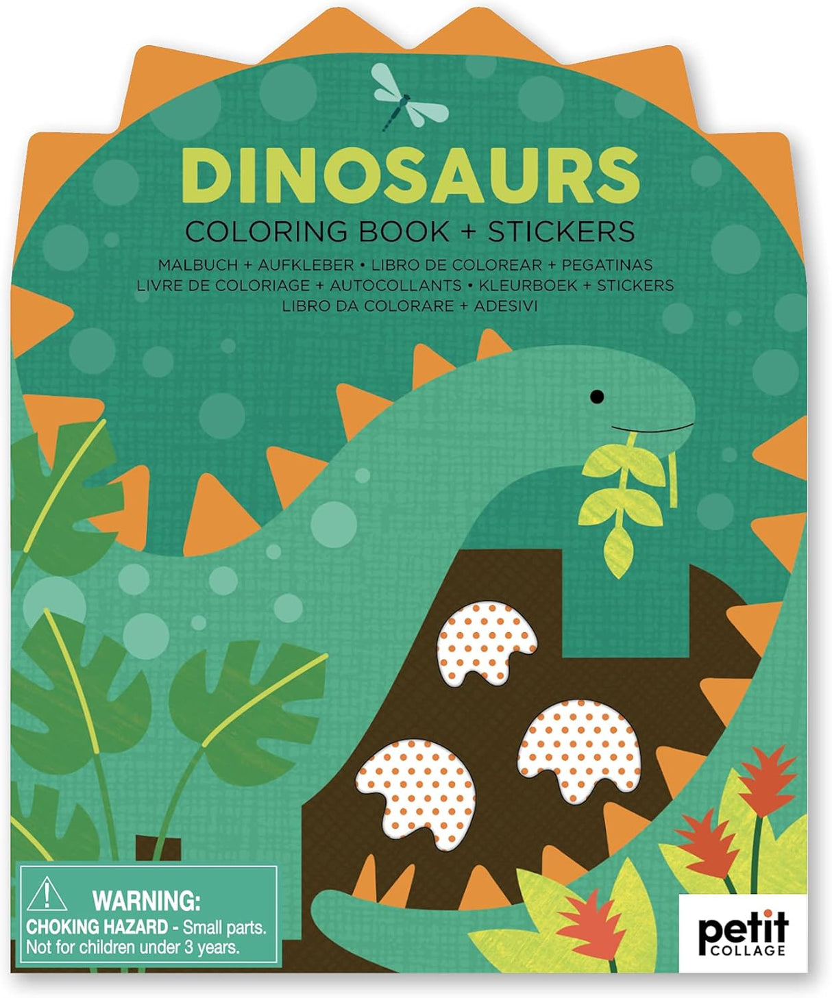 Petit Collage Coloring Book with Stickers Dinosaurs