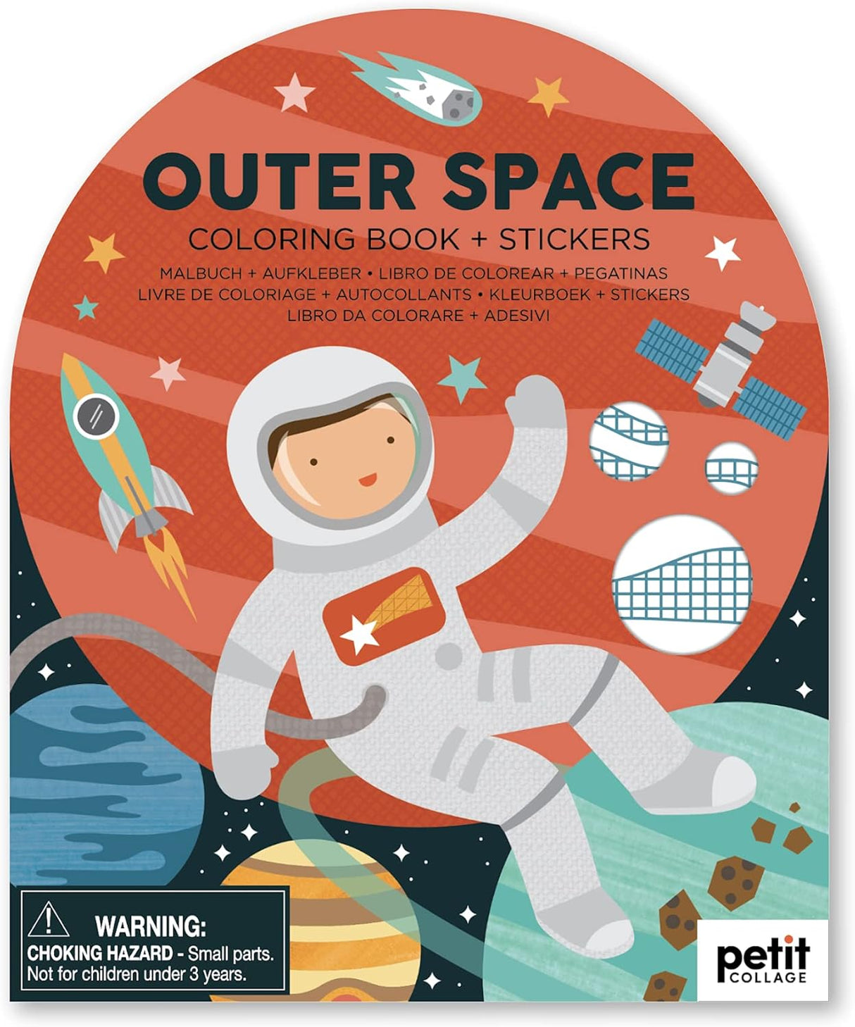 Petit Collage Coloring Book with Stickers Outer Space