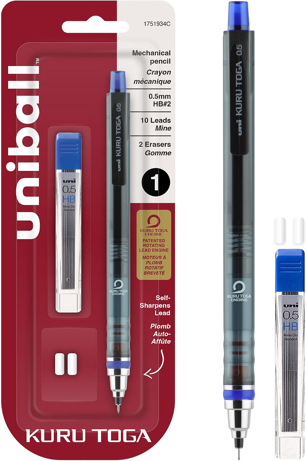 Uni-Ball KuruToga Mechanical Pencil, 0.5mm, HB #2