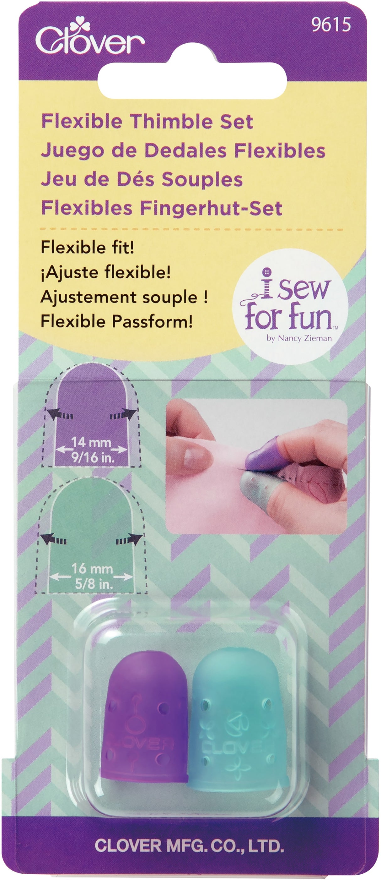 Clover I Sew For Fun Flexible Thimble Set-2/Pkg