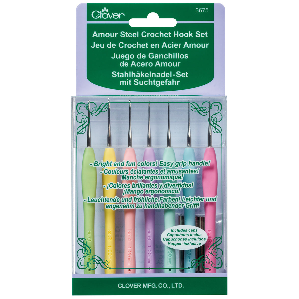 Clover Amour Steel Crochet Hook Set-Sizes 0 To 12