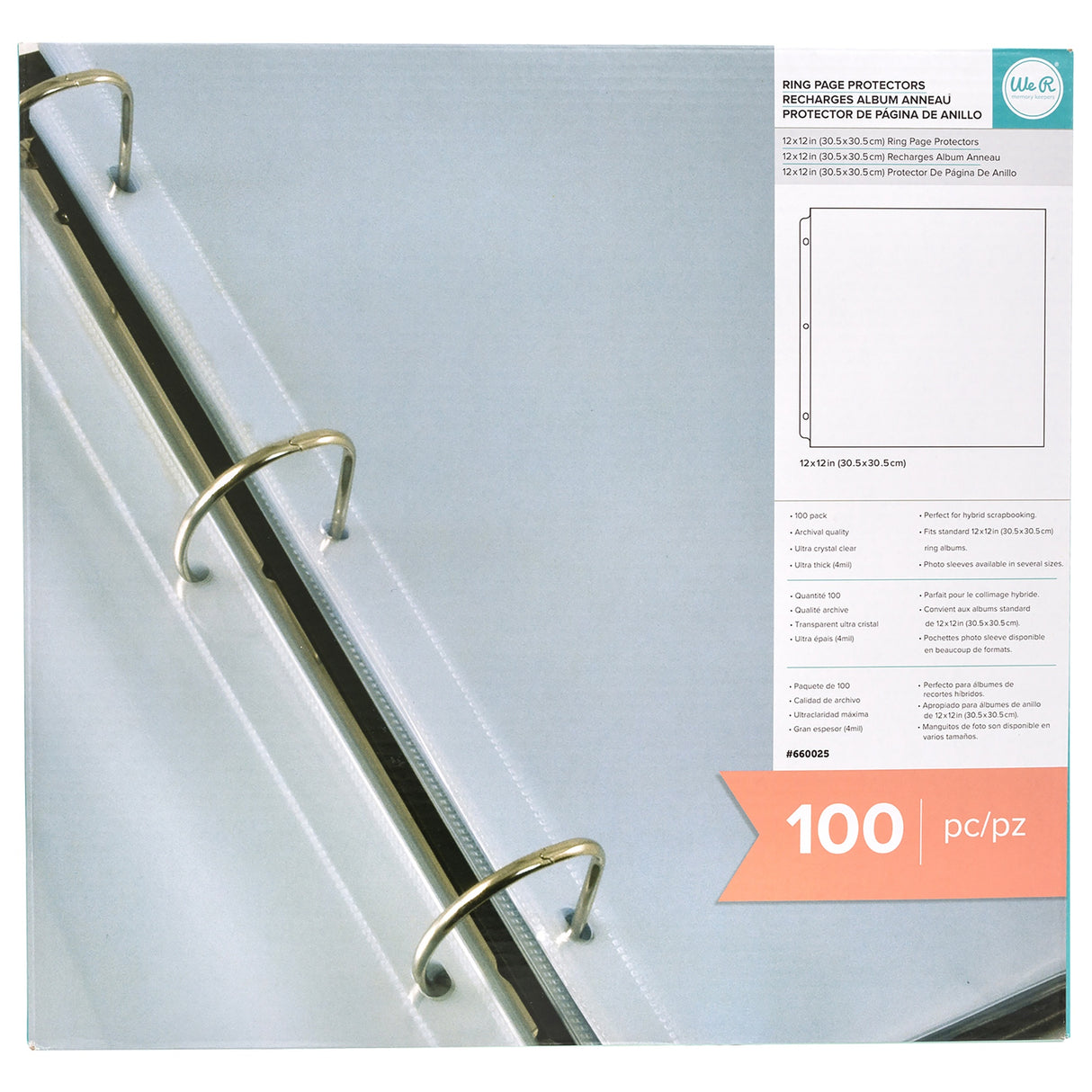 We R 12"X12" Ring Page Protectors-100/Pkg