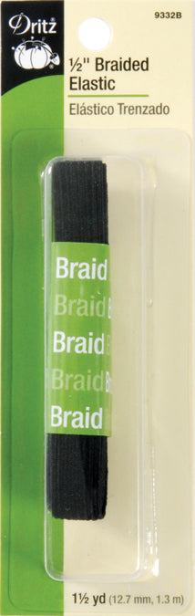 Dritz Braided Elastic 1/2"X1-1/2yd-Black