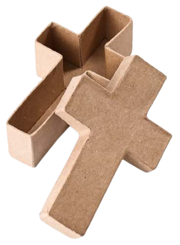 Premade Paper Mache Cross Box - 5" x 3" x 1-1/2"