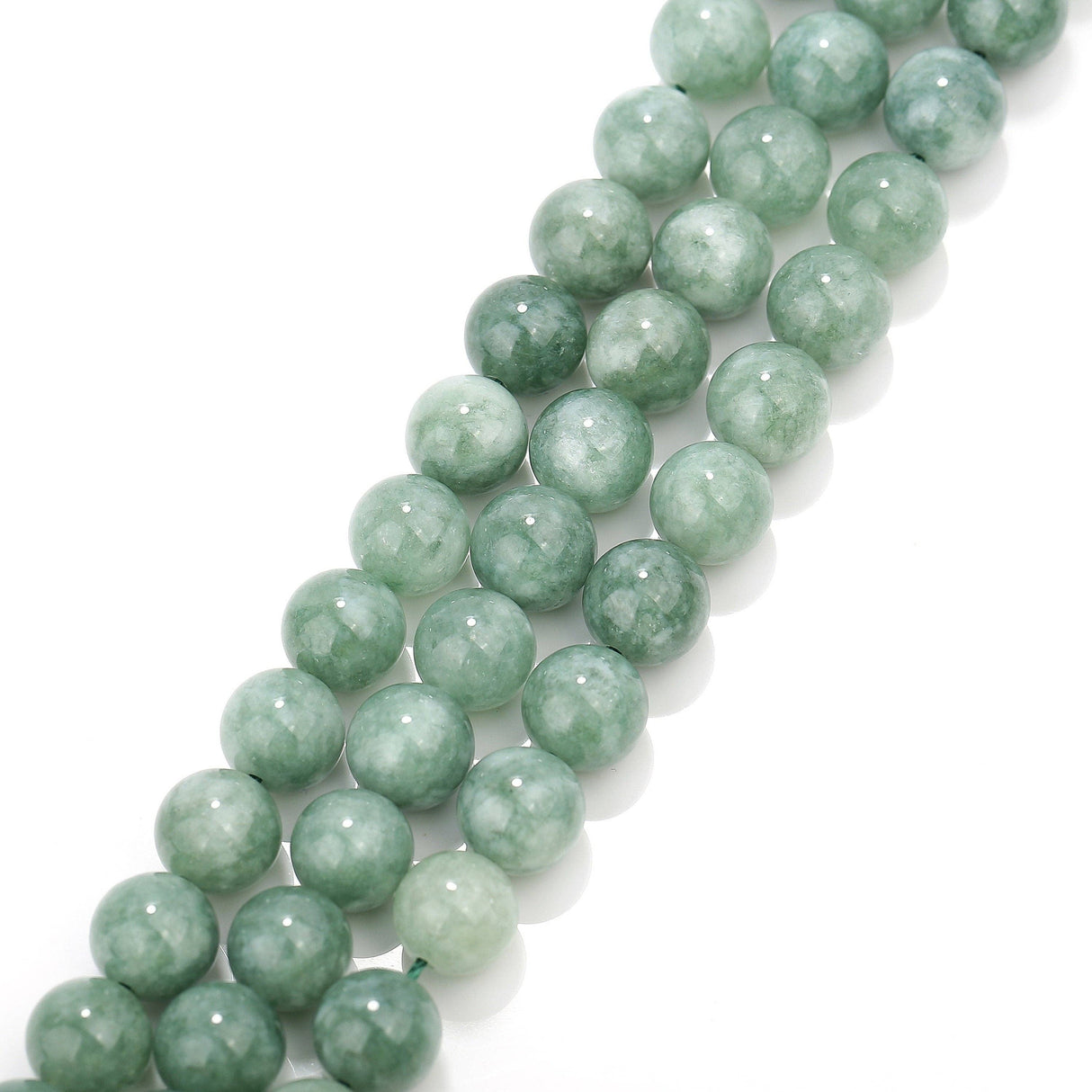 Cloudy Green Dyed Jade Smooth Round Beads 6mm 15.5" Strand