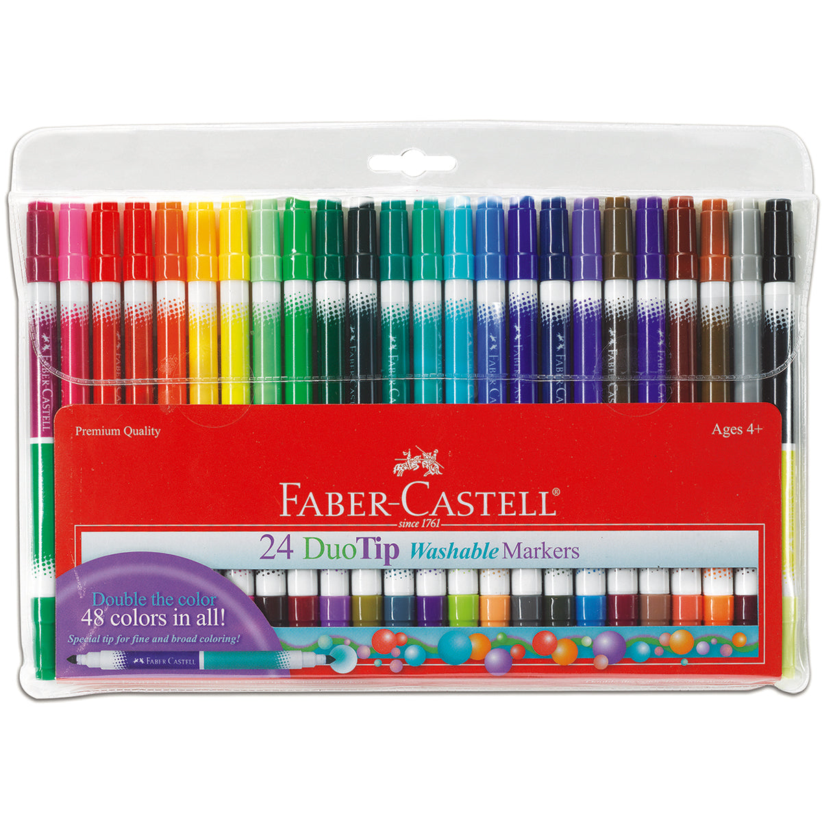 Faber-Castell Duo Tip Washable Markers 24/Pkg-Assorted Colors