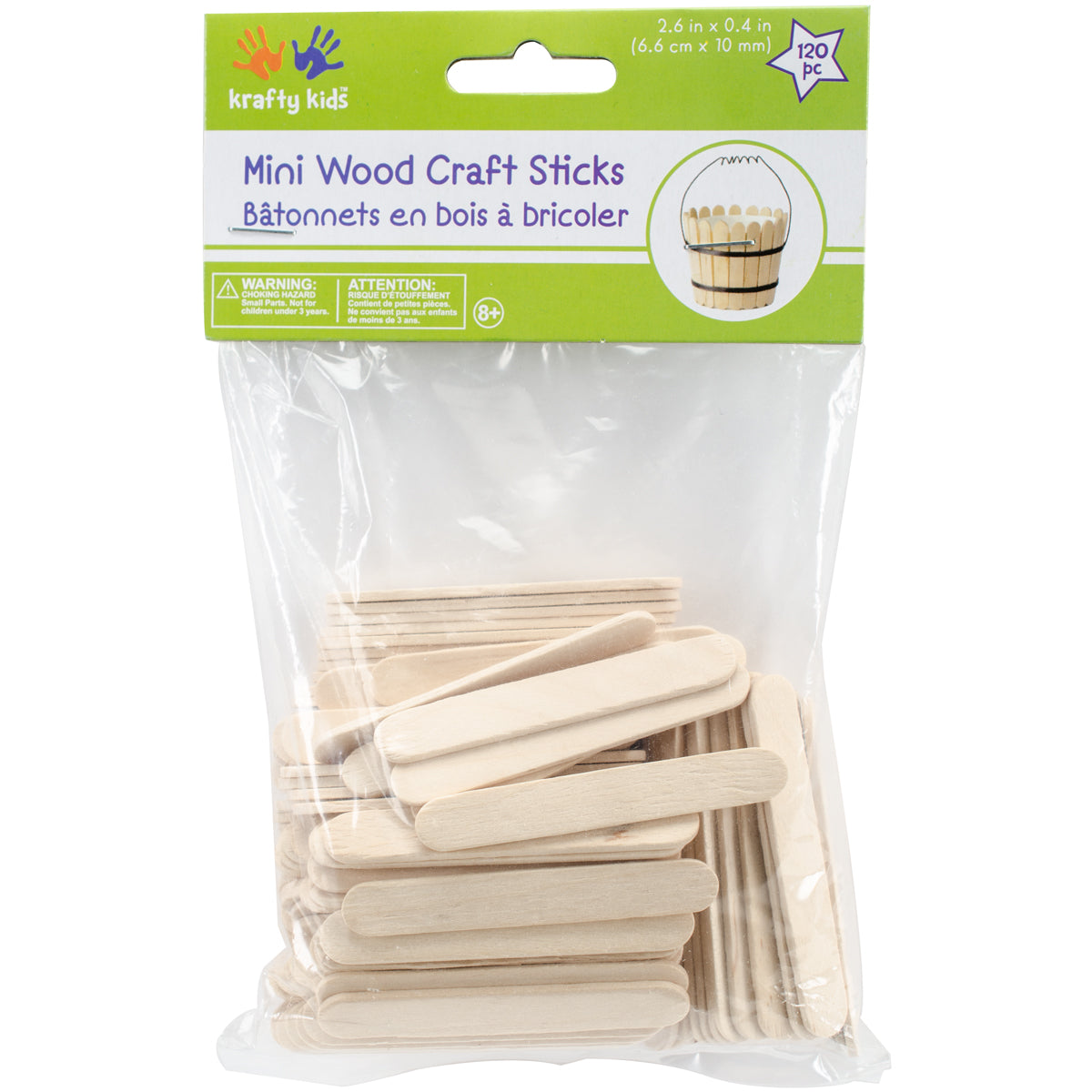 Krafty Kids Mini Craft Sticks-Natural 2.5" 120/Pkg