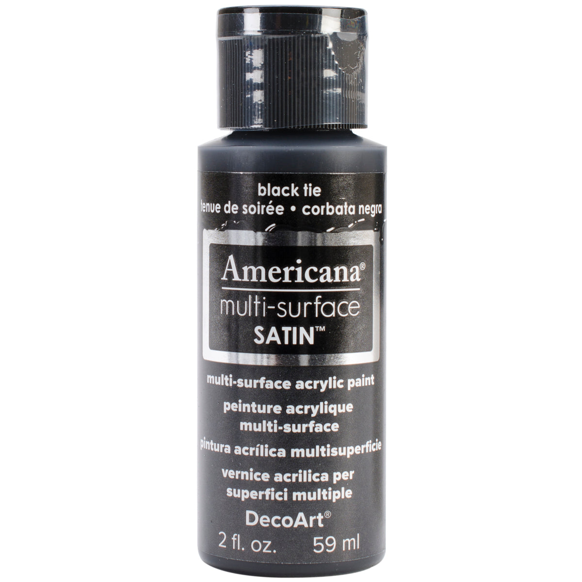 DecoArt Americana Multi-Surface Satin Acrylic Paint 2oz-Black Tie