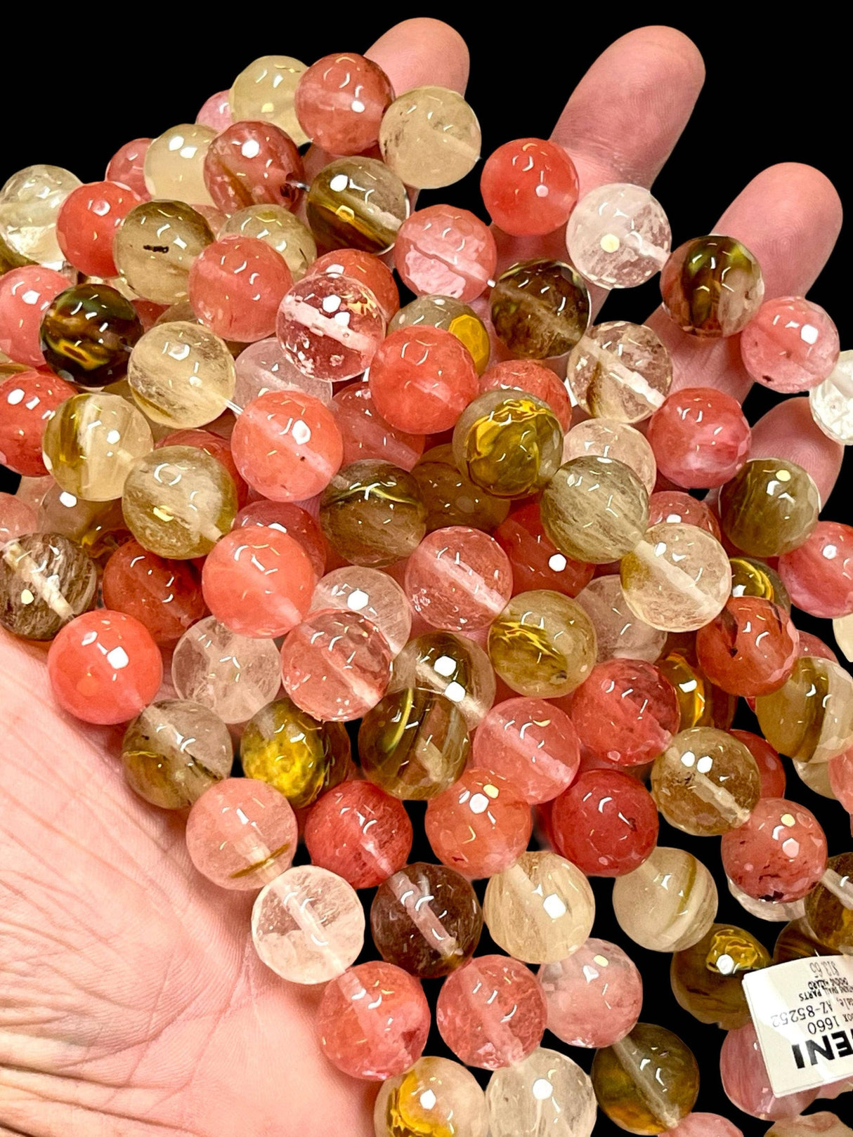 14mm Cherry Quartz Gemstone Faceted Round Beads Strand
