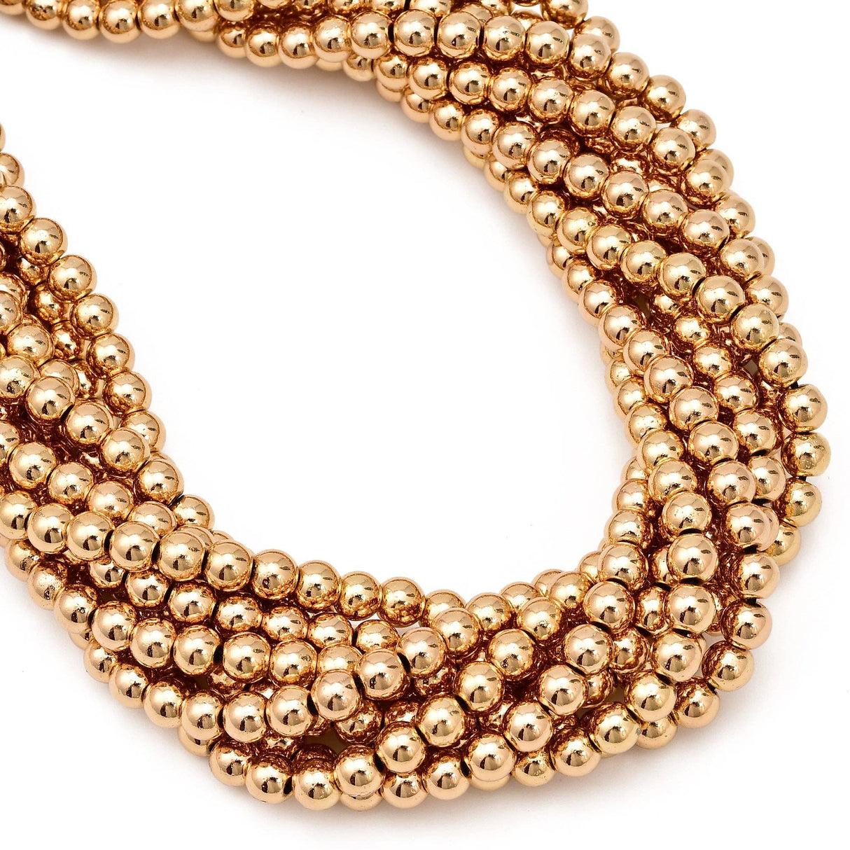Titanium 14K Gold Plated Hematite Smooth Round Beads 3mm 15.5'' Strd