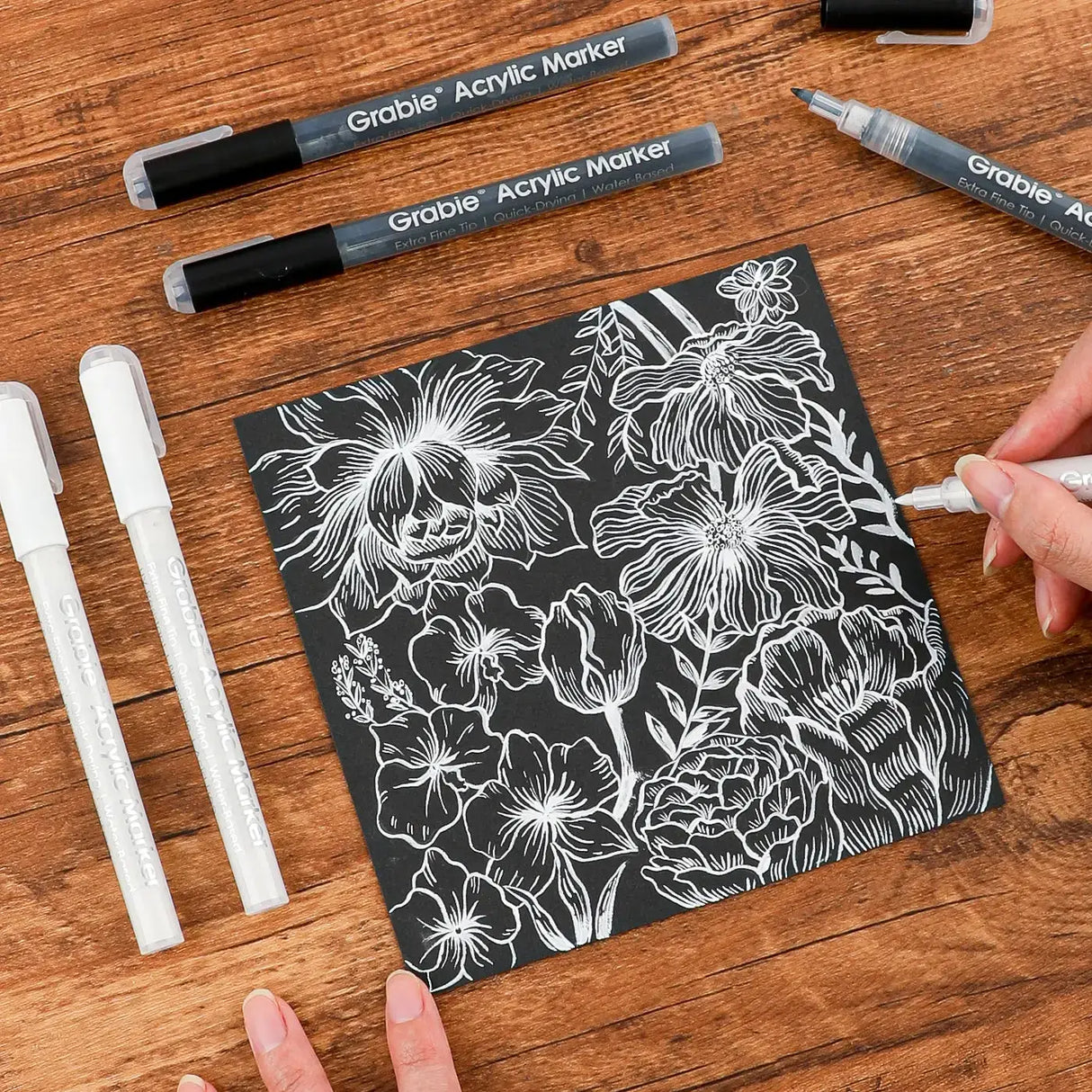 ***Black & White Extra Fine Tip Acrylic Paint Marker Set Of 6