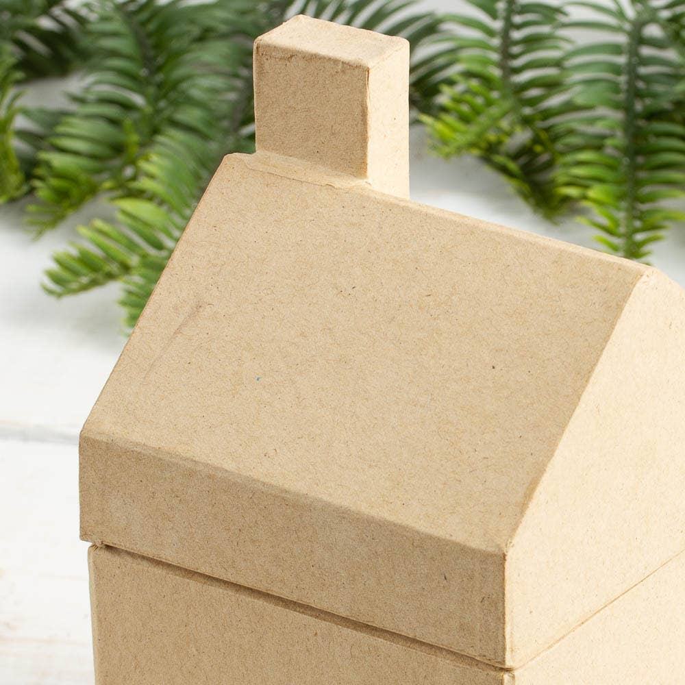 Premade Paper Mache House Gift Box -3-3/4" x 3-3/4" x 6-1/4"