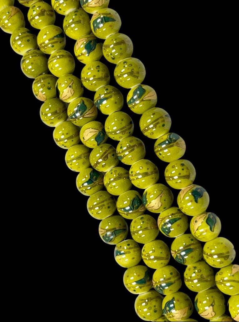 8mm Floral Porcelain Beads Strands, 8mm Ceramic Round