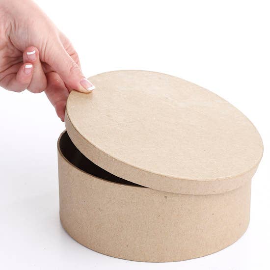Premade Round Paper Mache Boxes - 7" Dia x 3" H