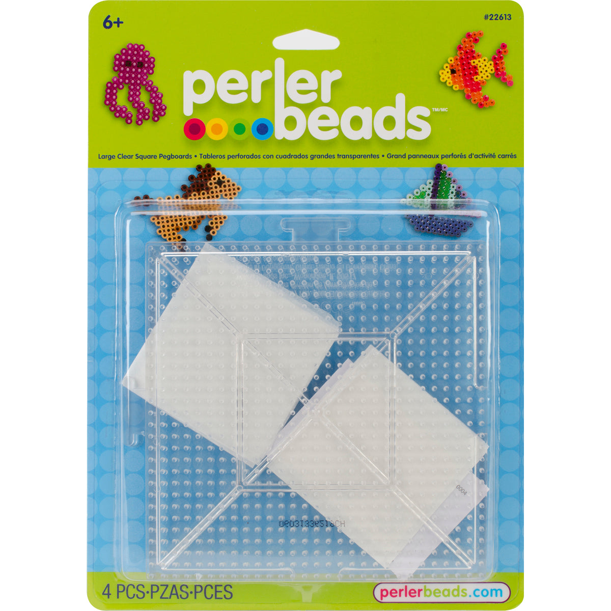 Perler Pegboards 2/Pkg-Large Square Clear