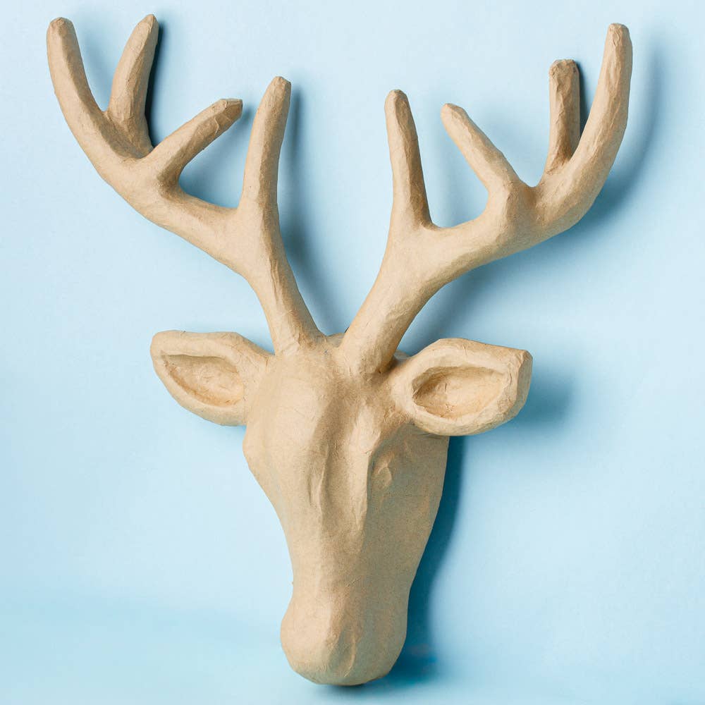 Paper Mache Animal - 16" Stag Buck Deer Head with Antlers