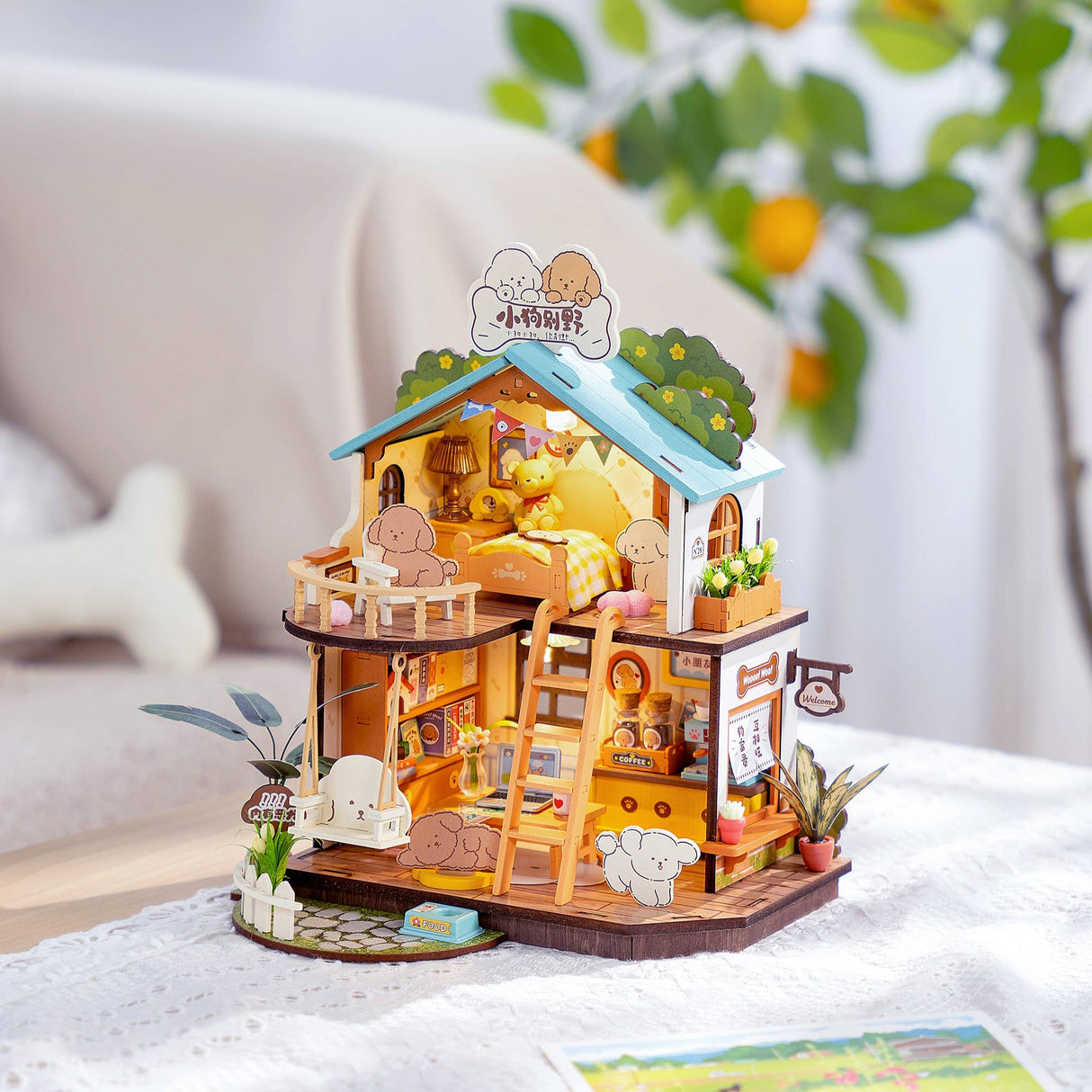 DIY Miniature House Kit: Puppy's Cozy Villa