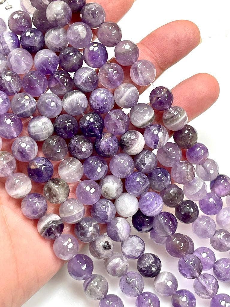 10mm Amethyst Gemstone Faceted Round Beads Strand 10mm