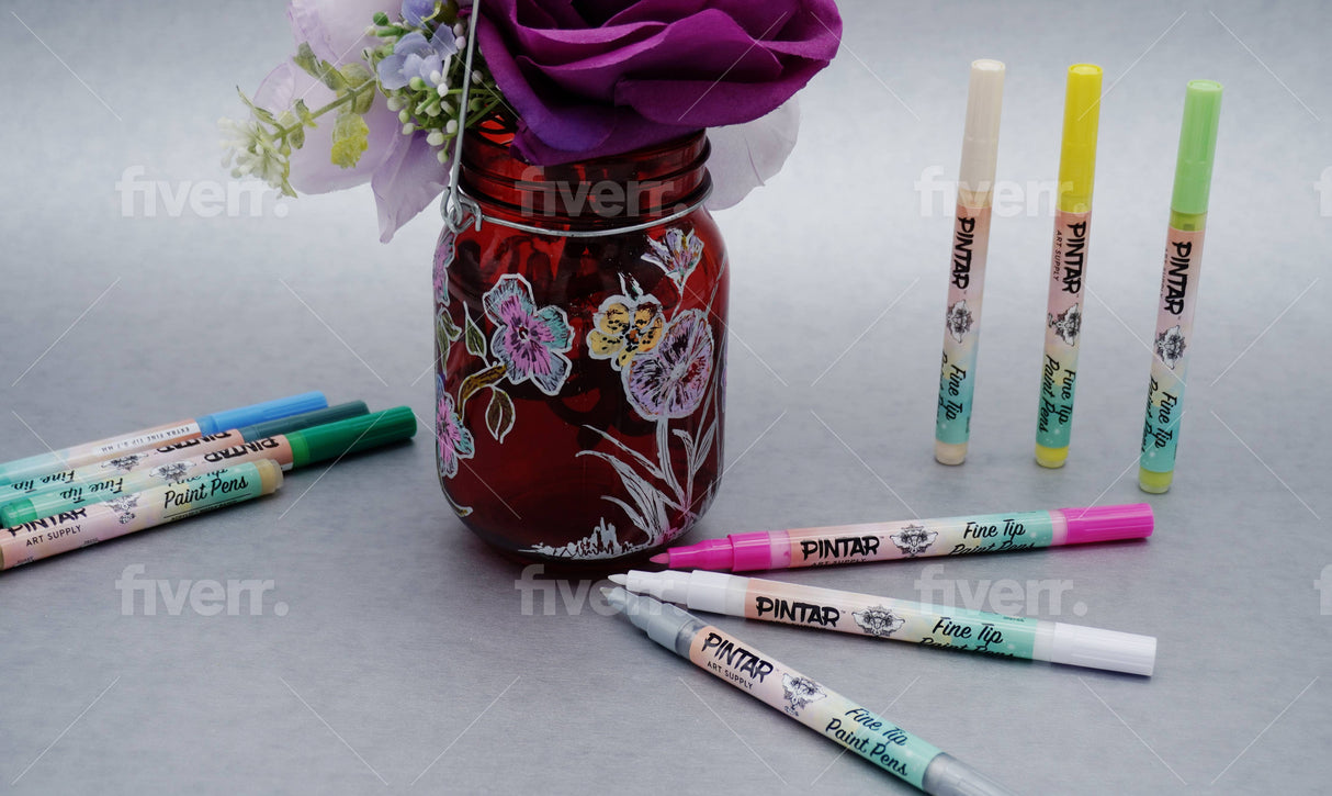 Pintar Acrylic Paint Markers - 24 Pack With 0.7 mm Tips