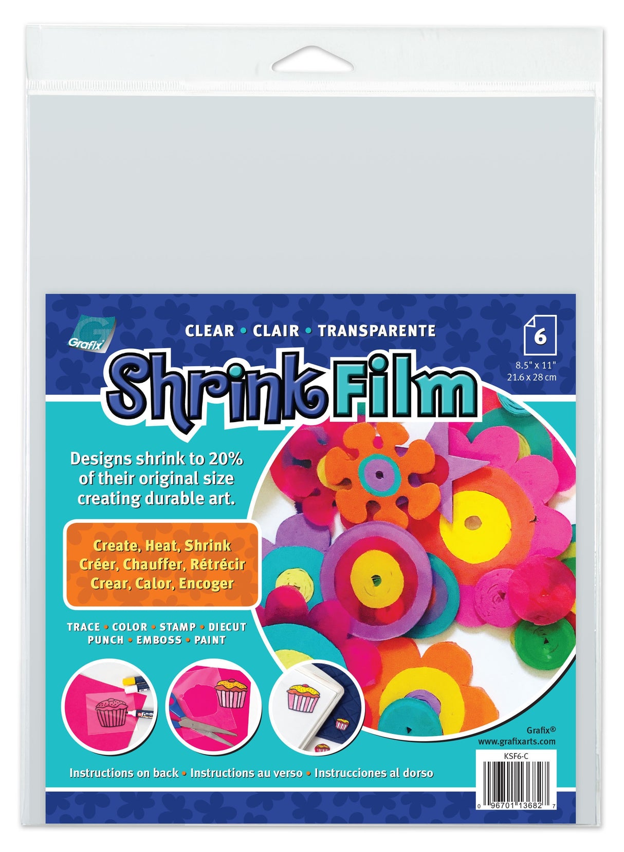 Grafix Shrink Film 8.5"X11" 6/Pkg-Clear
