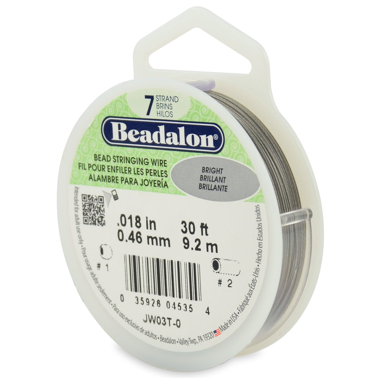 Beadalon Stringing Wire 7-Strand .018"X30'-Bright