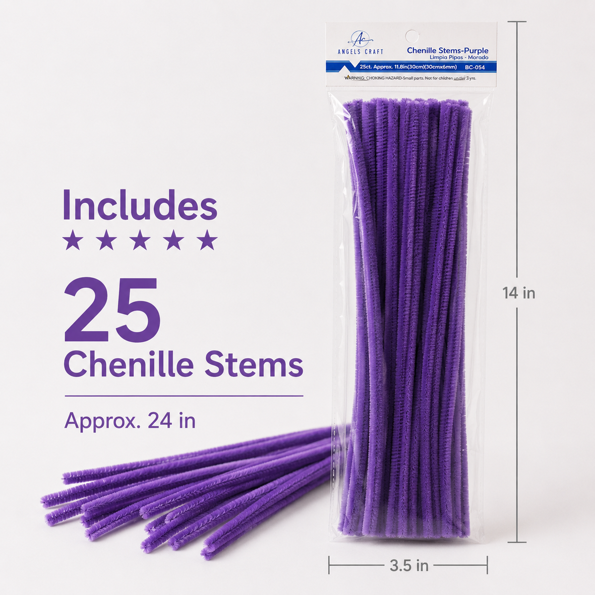 Chenille Stems, 25ct, 14 Color Options