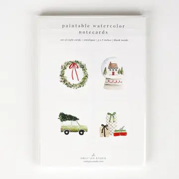 Christmas Cheer Emily Lex Paintable Watercolor Notecards