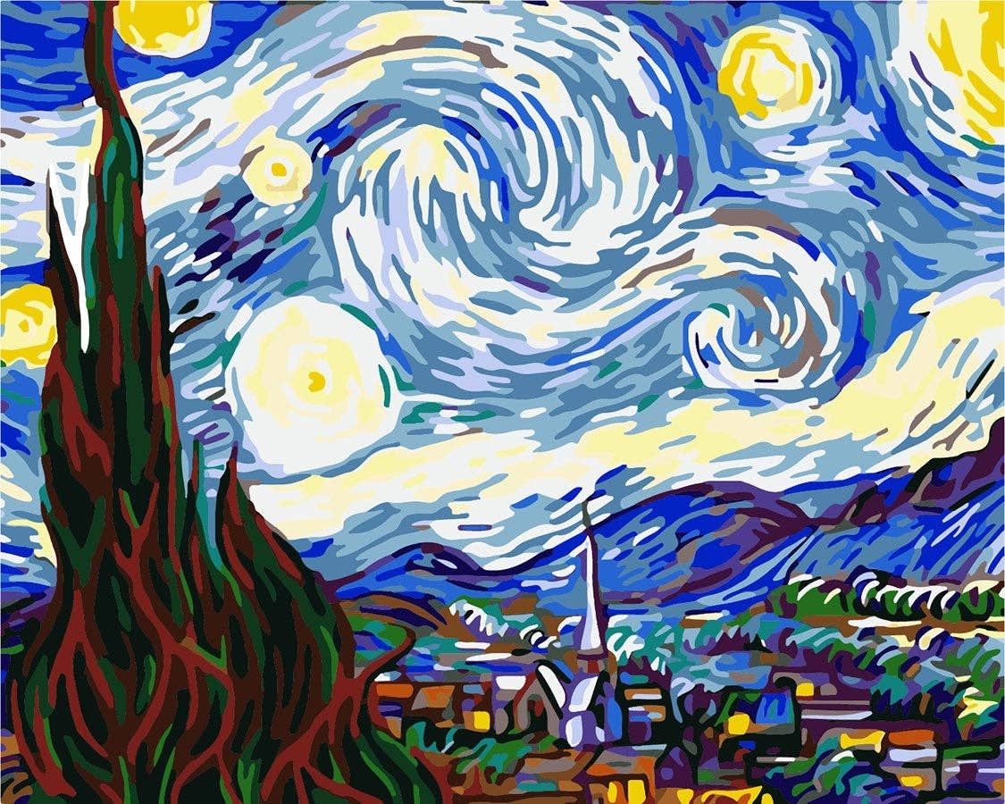 Figured'Art Paint By Number Rolled Kit -Starry Night Van