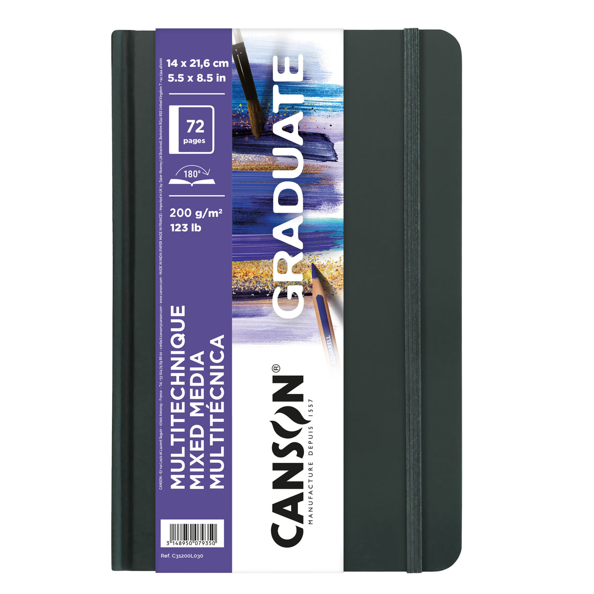 Canson Graduate Series Hardbound Mixed Media Books, 5.5" x 8.5" - White